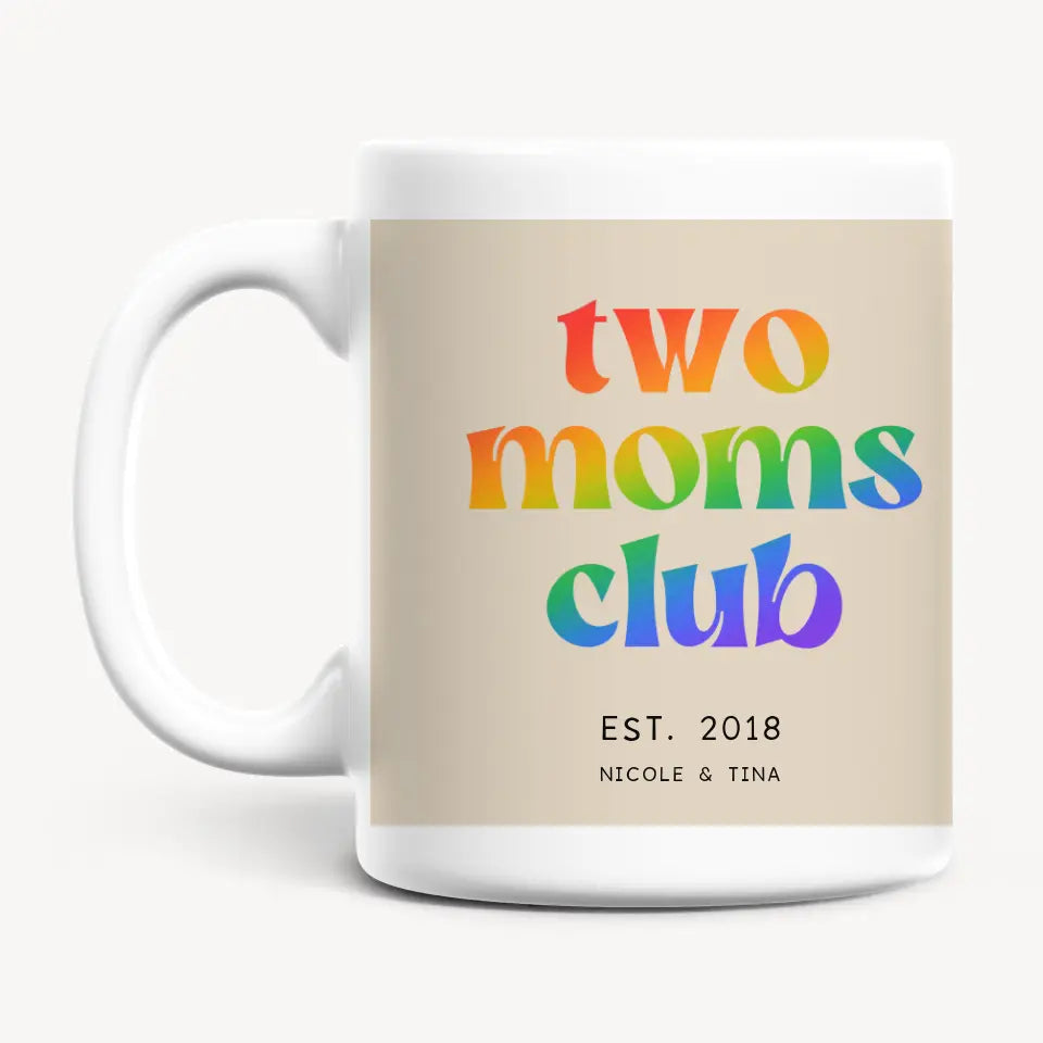 Personalisierte Tasse - Two Moms Club Rainbow
