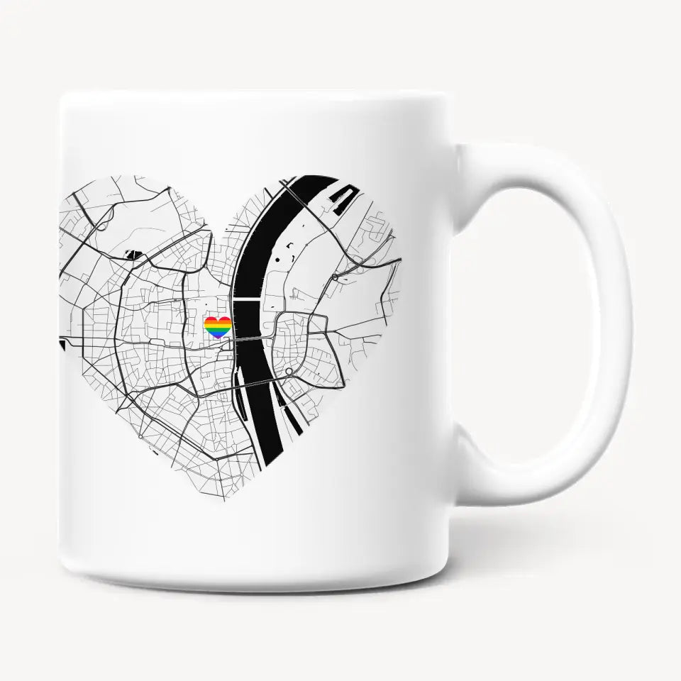 Personalisierte Tasse - Stadtkarte Herz