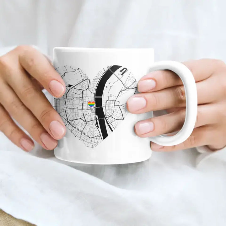 Personalisierte Tasse - Stadtkarte Herz