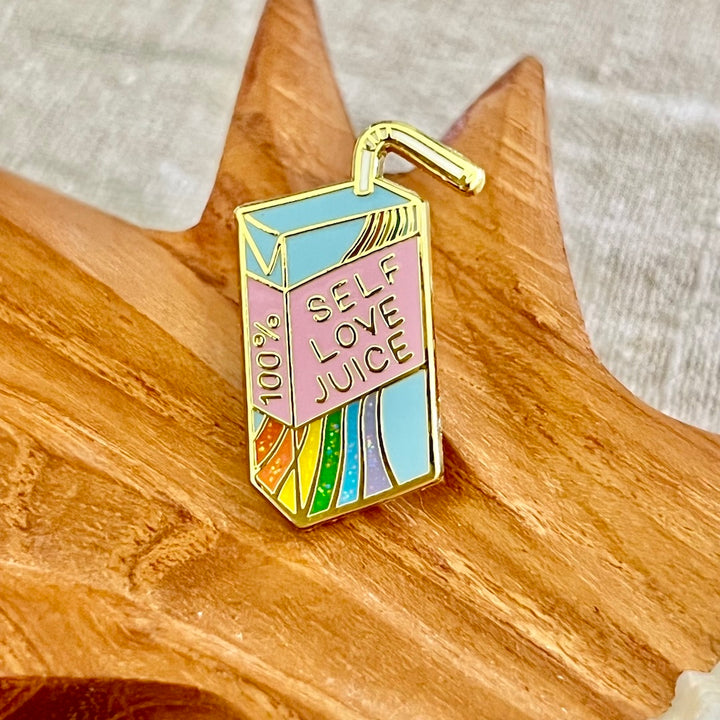 Anstecknadel "Rainbow Self Love Juice" Glitzer