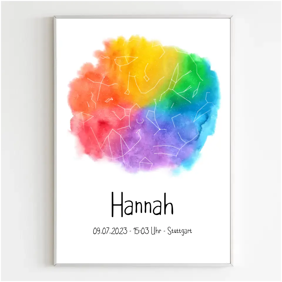 Personalisiertes Poster - Sternenkarte Baby Rainbow