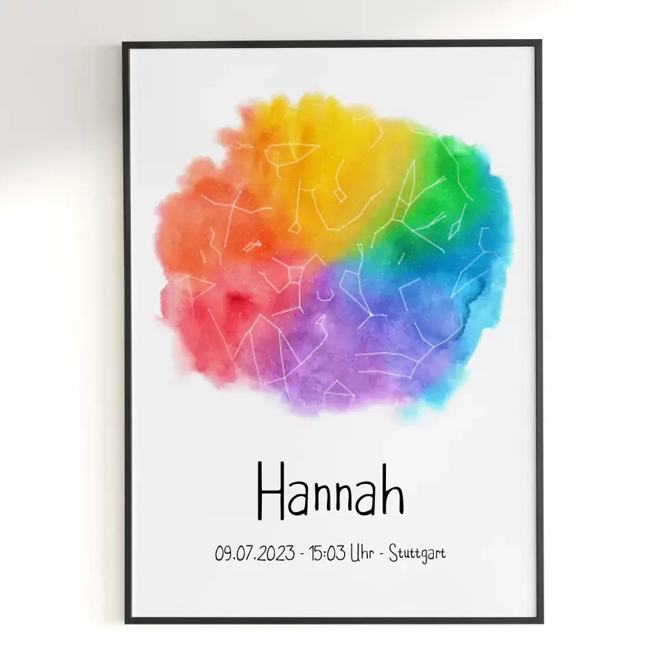 Personalisiertes Poster - Sternenkarte Baby Rainbow