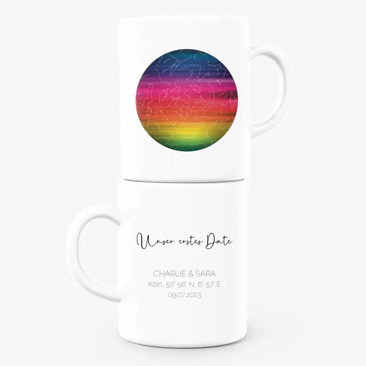 Personalisierte Tasse - Sternenkarte Rainbow