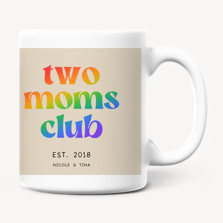 Personalisierte Tasse - Two Moms Club Rainbow