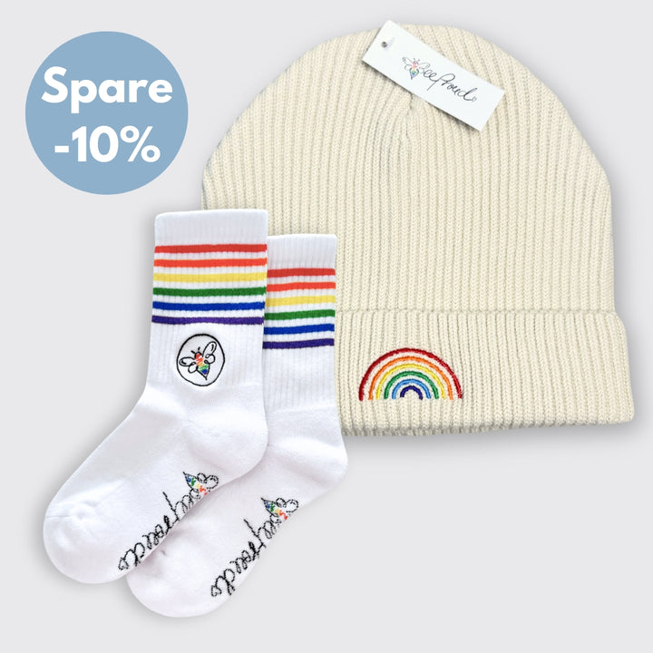 Beanie "Regenbogen" & BeeProud Regenbogen Socken