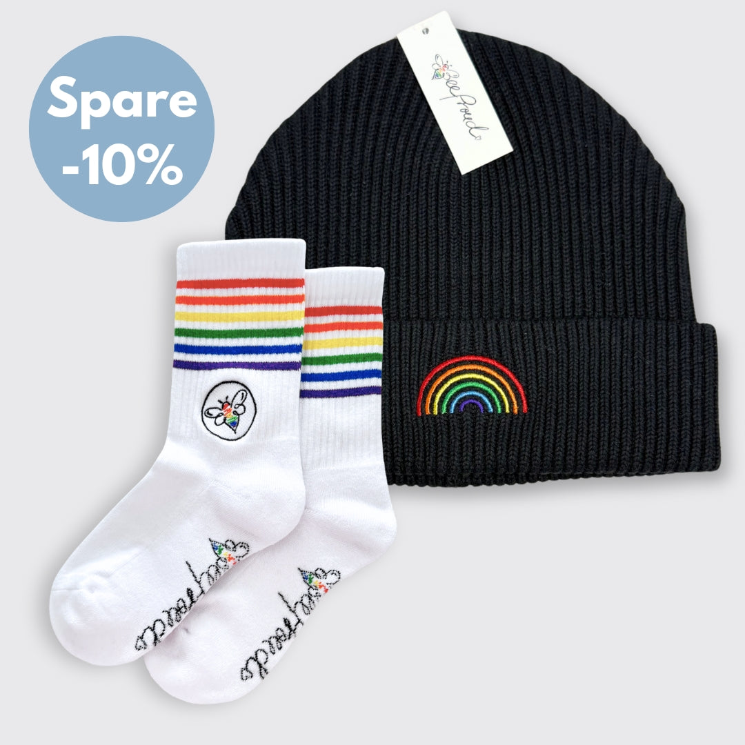 Beanie "Regenbogen" & BeeProud Regenbogen Socken