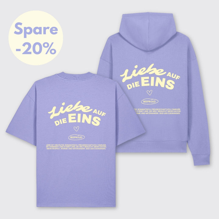 Bundle Hoodie & Shirt "Liebe auf die Eins" Violet