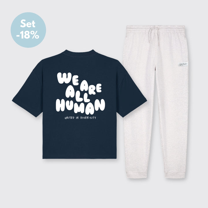 Oversized Shirt "We are all Human" - short fit & Jogginghose