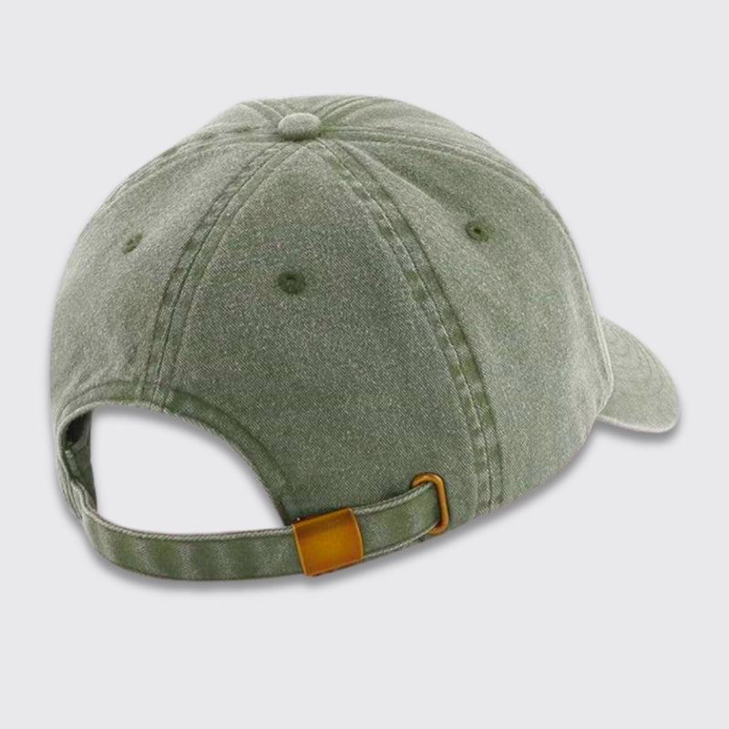Vintage Cap in grün mit Metallverschluss von hinten