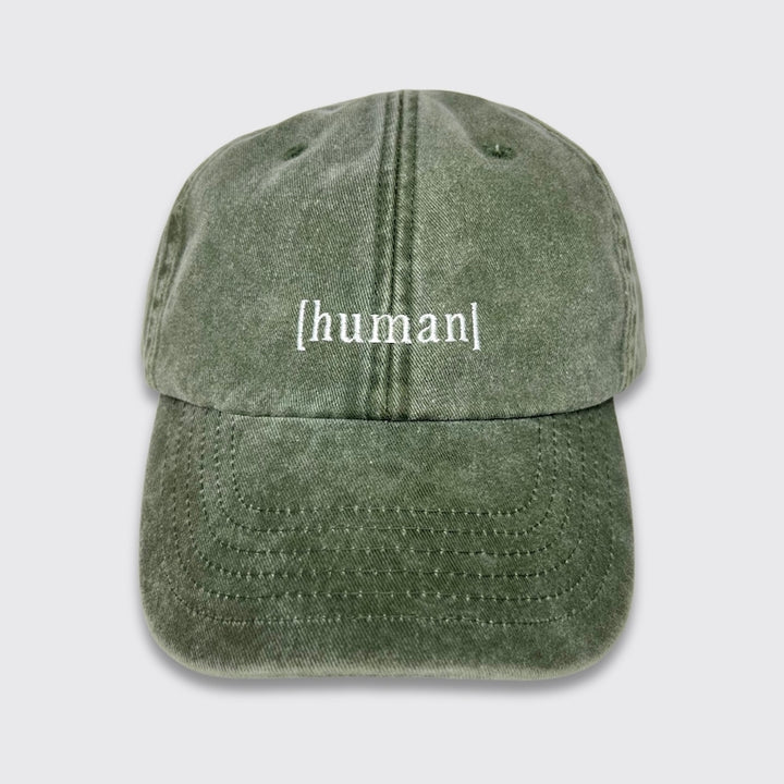 Vintage Cap in grün mit Stick human von vorn