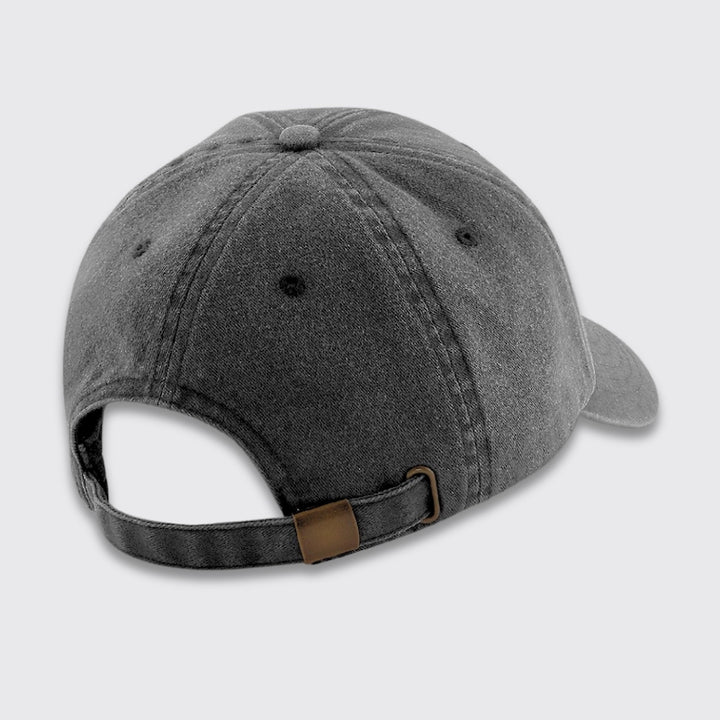 Vintage Cap in schwarz mit Metallverschluss von hinten