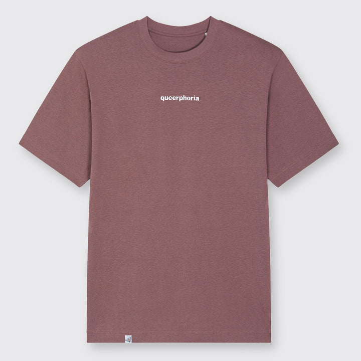 Oversized Shirt in der Farbe Aubergine mit dem Stick queerphoria