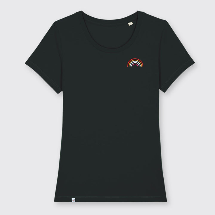 Organic Shirt schwarz tailliert mit Lesbian Flag Stick