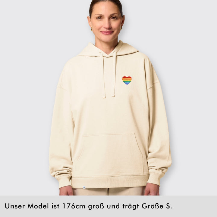 Oversized Hoodie "Regenbogen-Herz" Stick