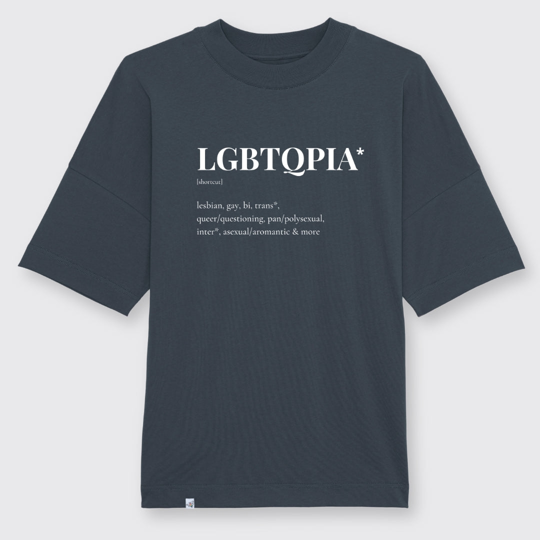 Organic Oversized Shirt ink grey LGBTQPIA* mit entsprechender Erklärung