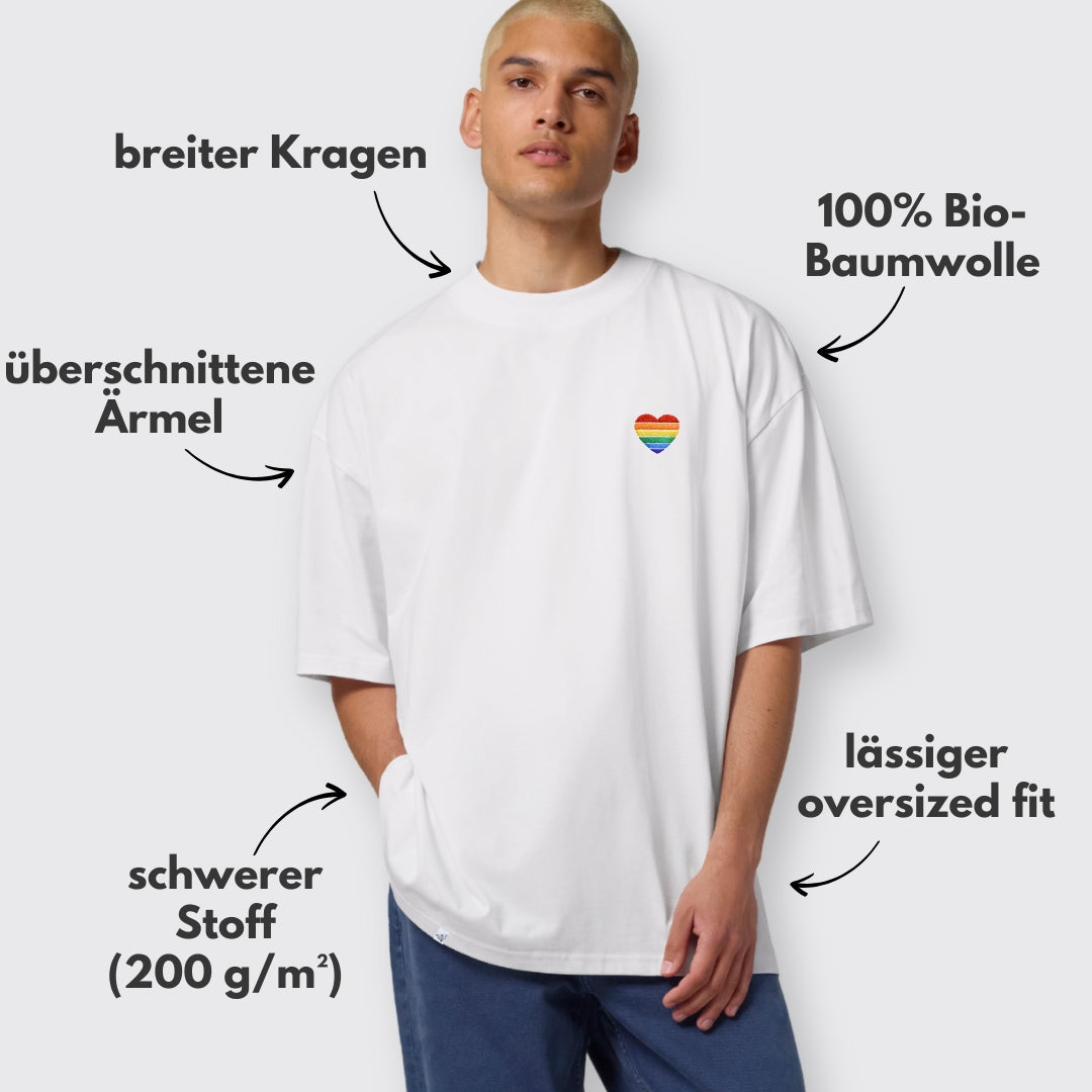 Oversized Shirt "Regenbogen-Herz" Stick