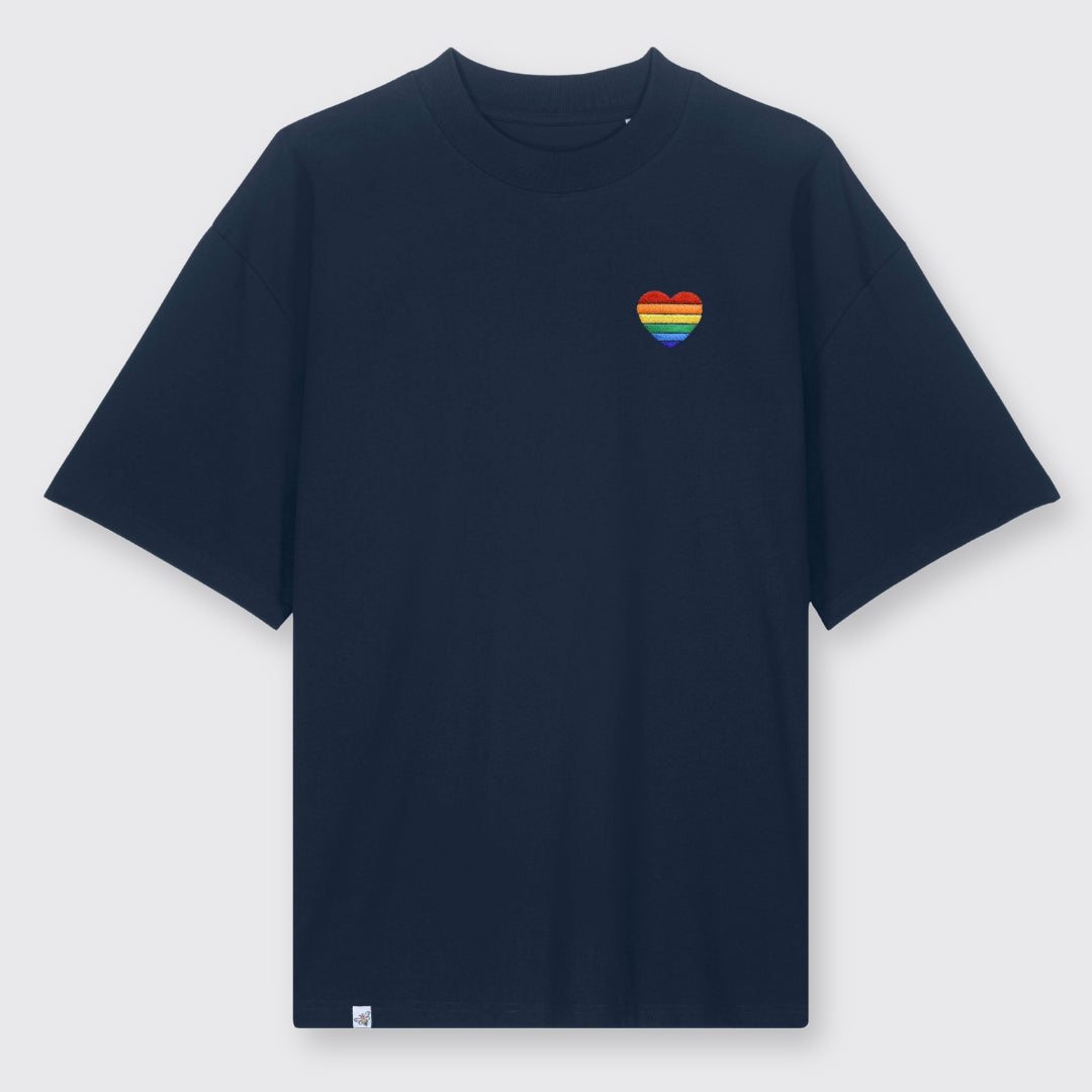 Oversized Shirt "Regenbogen-Herz" Stick