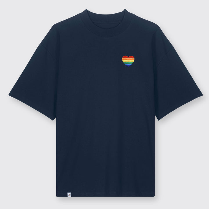 Oversized Shirt "Regenbogen-Herz" Stick