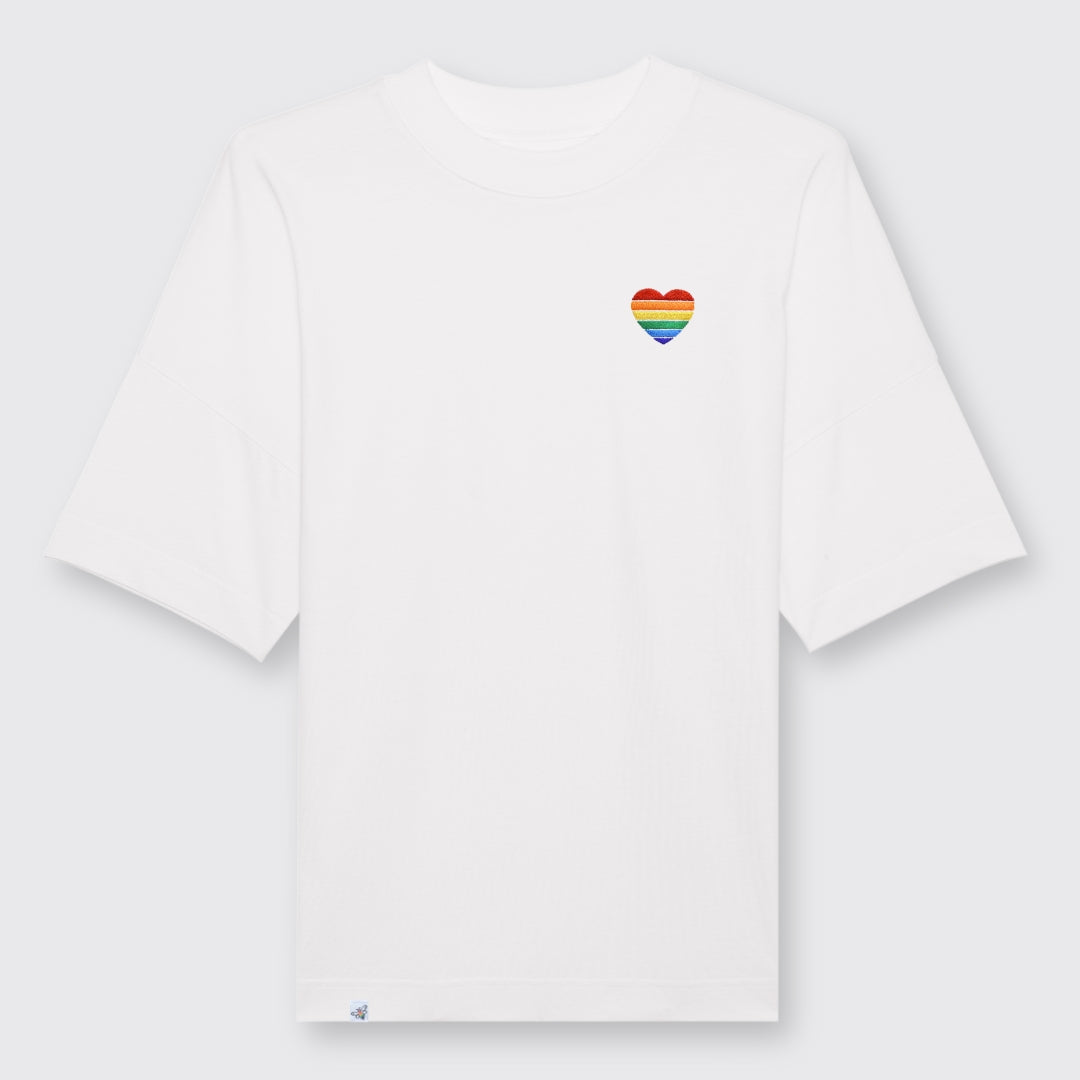Oversized Shirt "Regenbogen-Herz" Stick