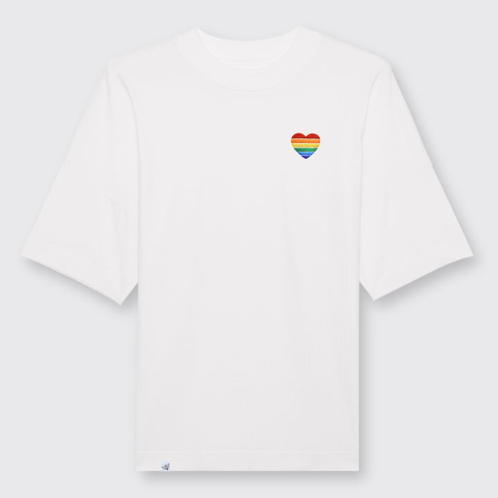 Oversized Shirt "Regenbogen-Herz" Stick