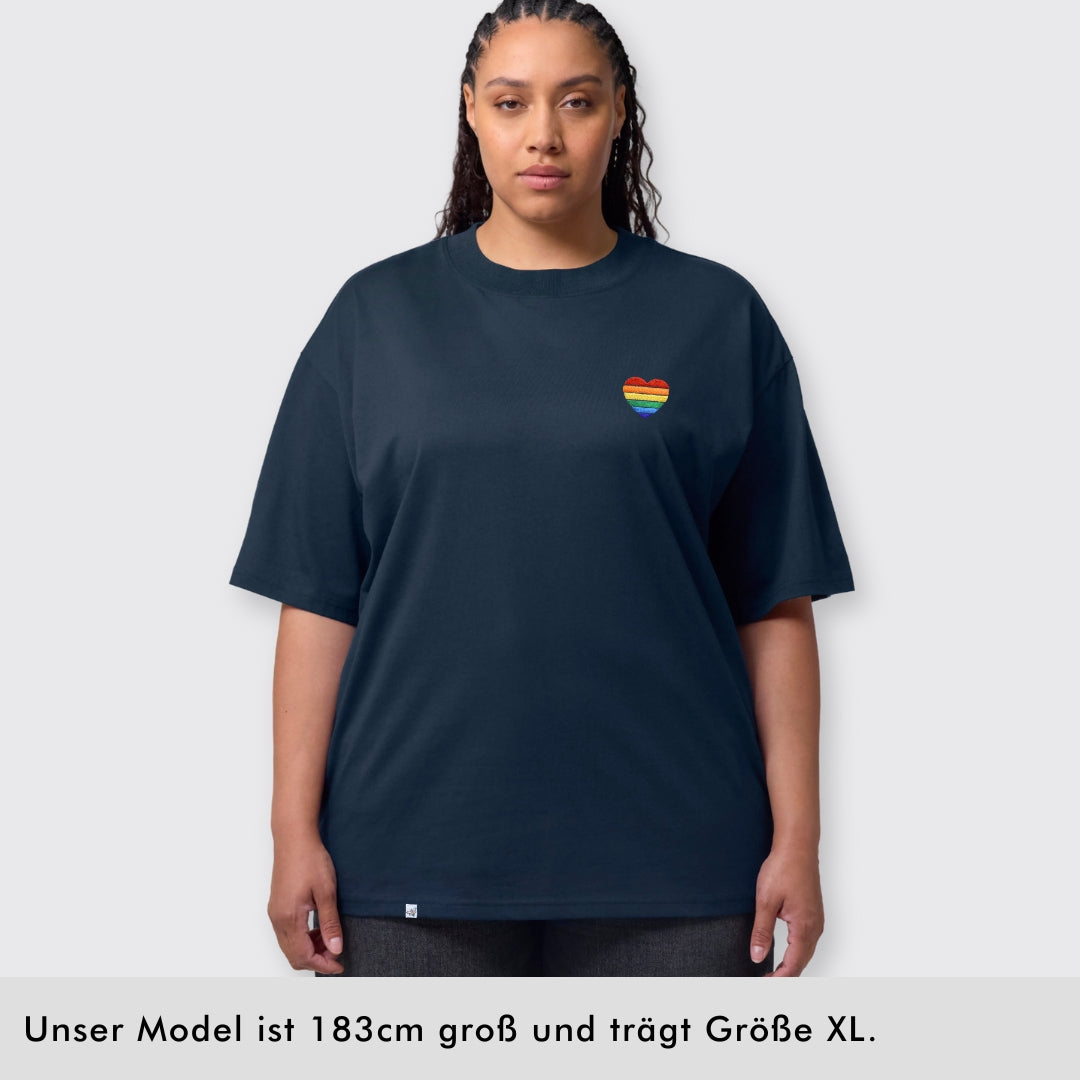 Oversized Shirt "Regenbogen-Herz" Stick