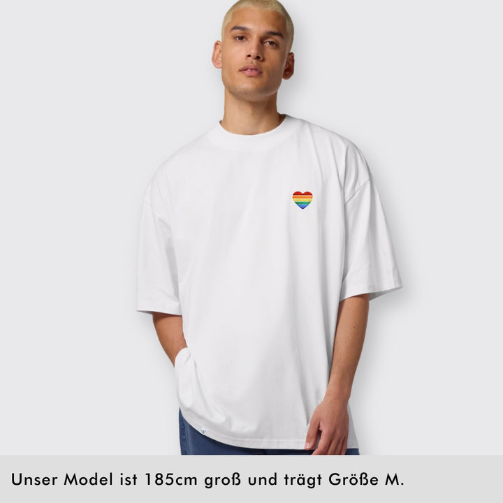 Oversized Shirt "Regenbogen-Herz" Stick