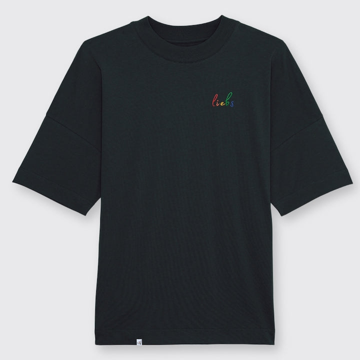 oversized Shirt mit dem Stickdesign liebs auf der Brust in der Farbe Schwarz