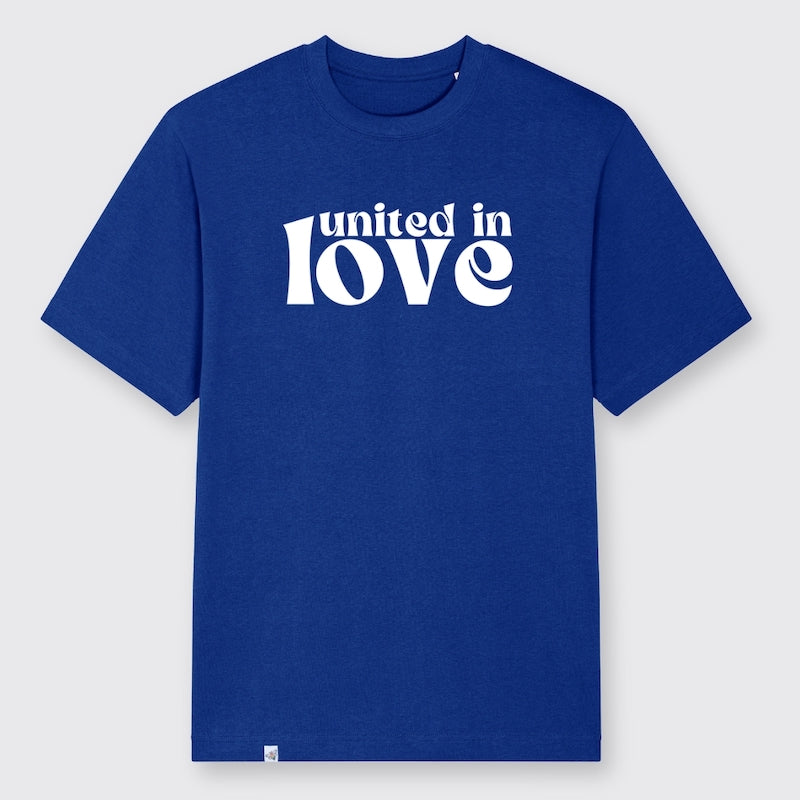 Oversized Shirt in der Farbe Marine Blau mit dem Aufdruck united in love
