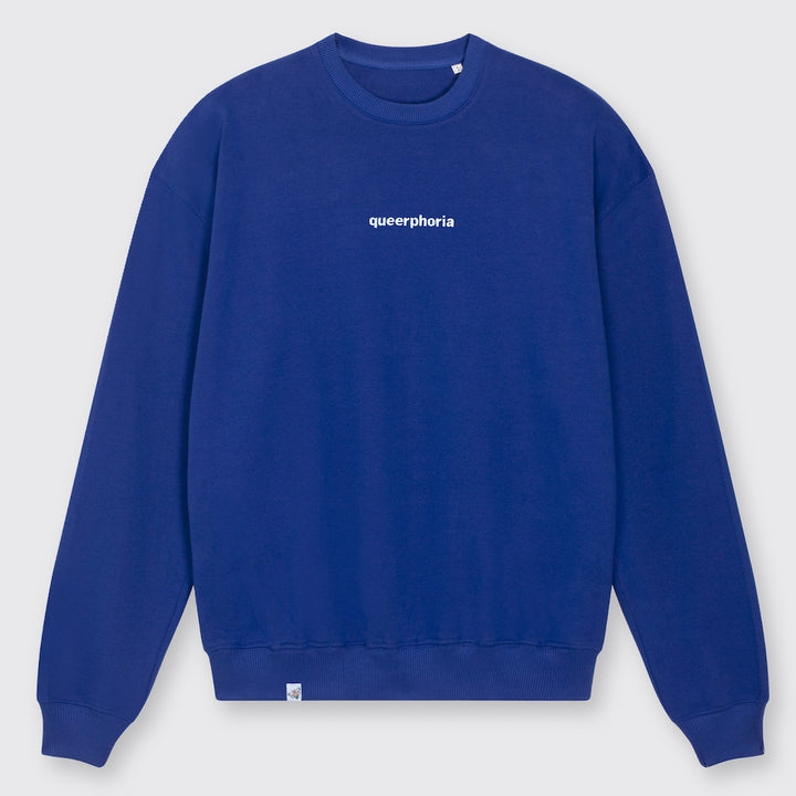 Oversized Sweatshirt in der Farbe Marine Blau mit dem Stick queerphoria