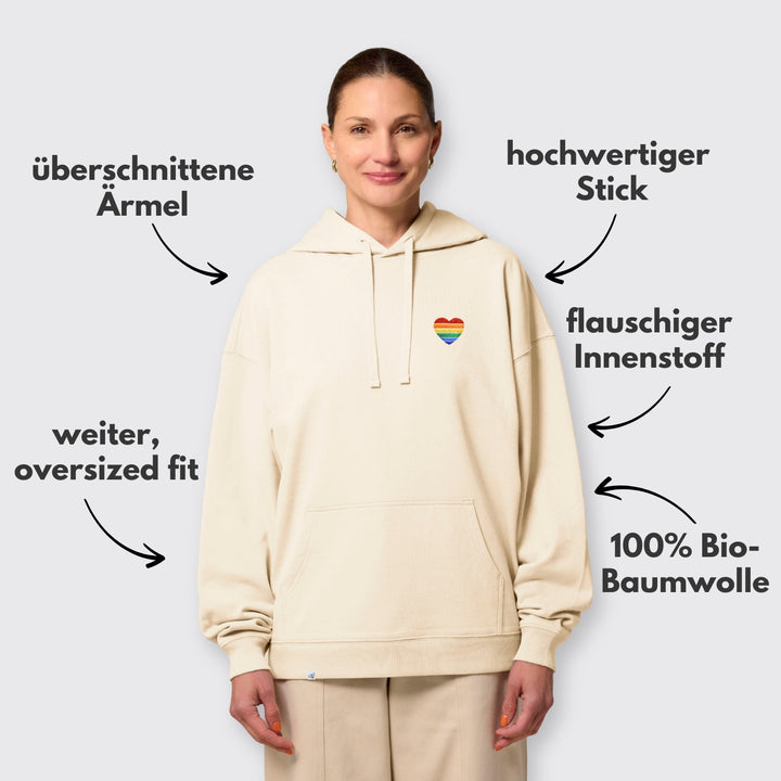 Oversized Hoodie "Regenbogen-Herz" Stick