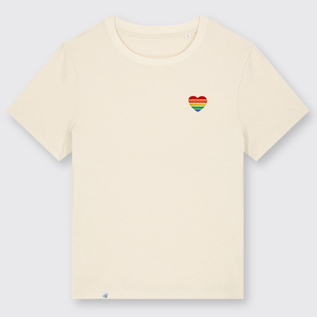 Shirt "Regenbogen-Herz" Stick - short fit