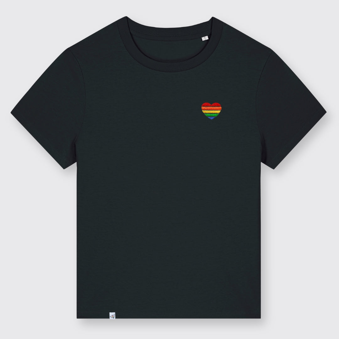 Shirt "Regenbogen-Herz" Stick - short fit