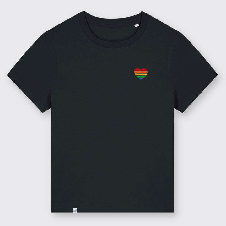 Shirt "Regenbogen-Herz" Stick - short fit