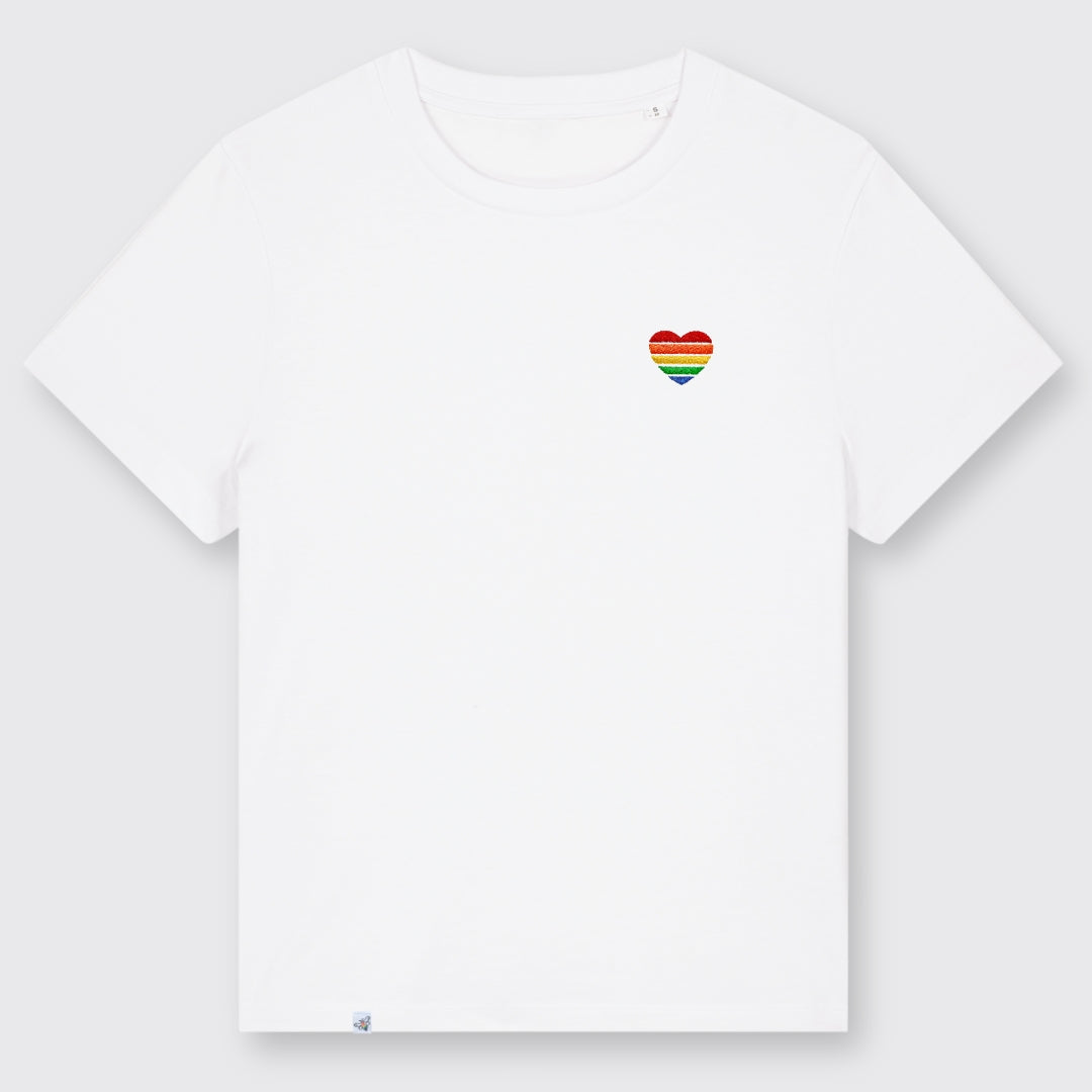 Shirt "Regenbogen-Herz" Stick - short fit