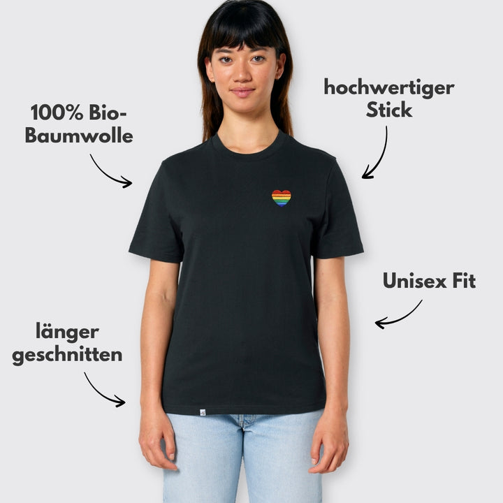 Shirt "Regenbogen-Herz" Stick