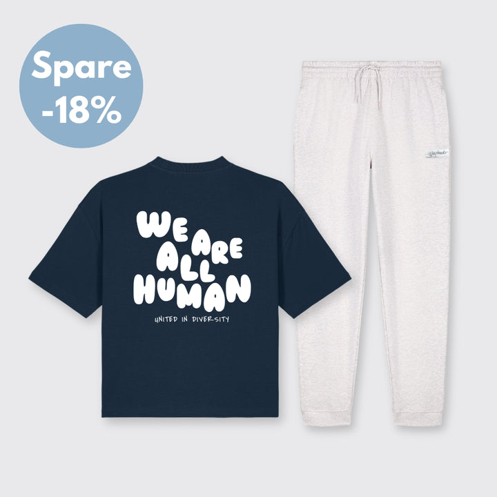 Oversized Shirt "We are all Human" - short fit & Jogginghose