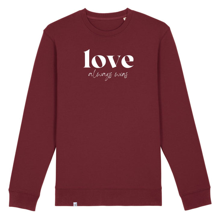 Burgundyfarbenes Sweatshirt mit dem Aufdruck love always wins