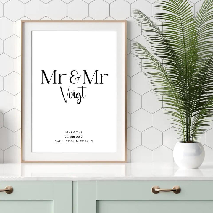 Personalisiertes Poster Mr & Mr und Name