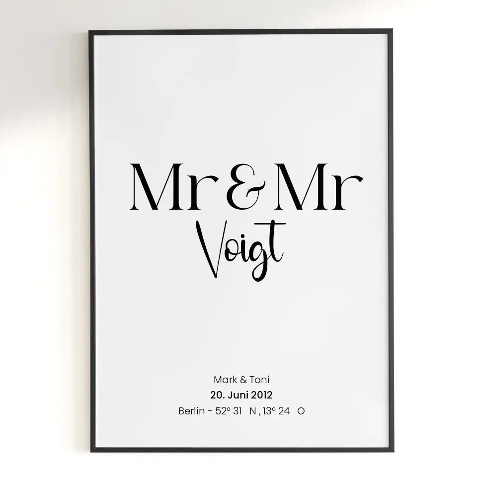 Personalisiertes Poster Mr & Mr und Name