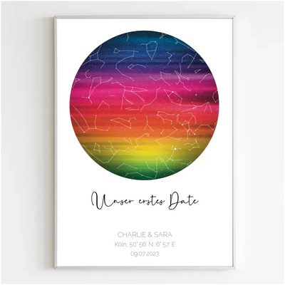 Personalisiertes Poster - Sternenkarte Rainbow