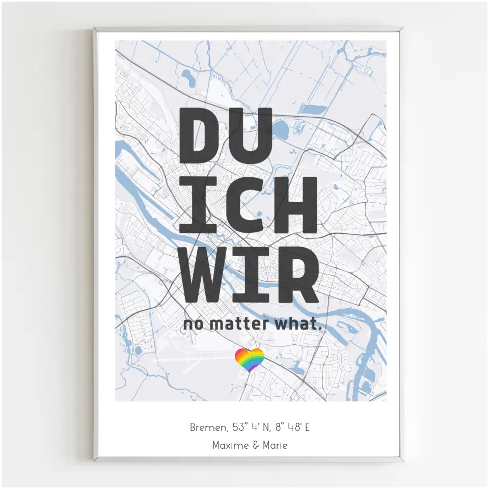 Personalisiertes Poster - Stadtkarte "Du Ich Wir"