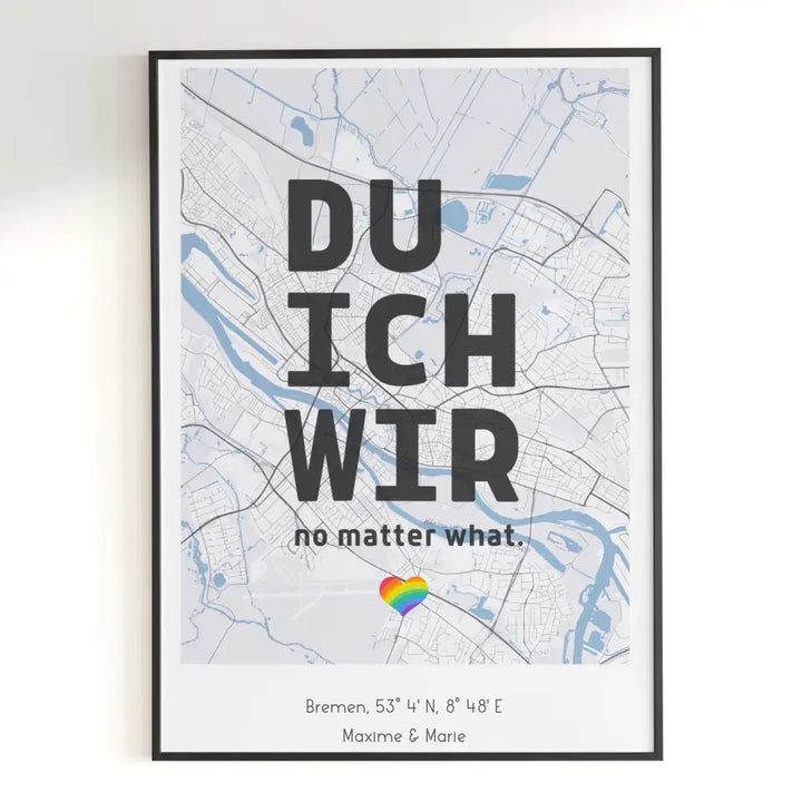 Personalisiertes Poster - Stadtkarte "Du Ich Wir"