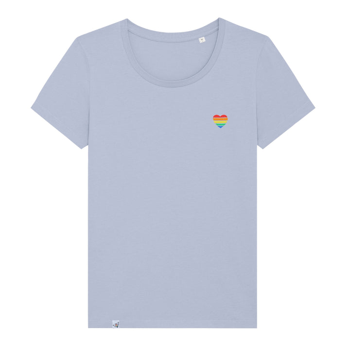 Organic Shirt soft-blau Regenbogen-Herz Stick