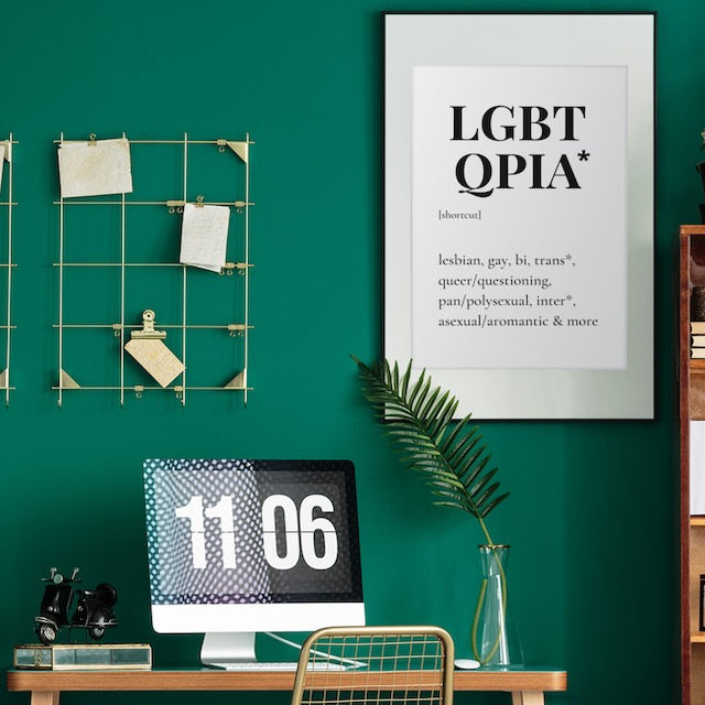 Poster mit der Aufschrift LGBTQPIA* und der Erklärung dazu
