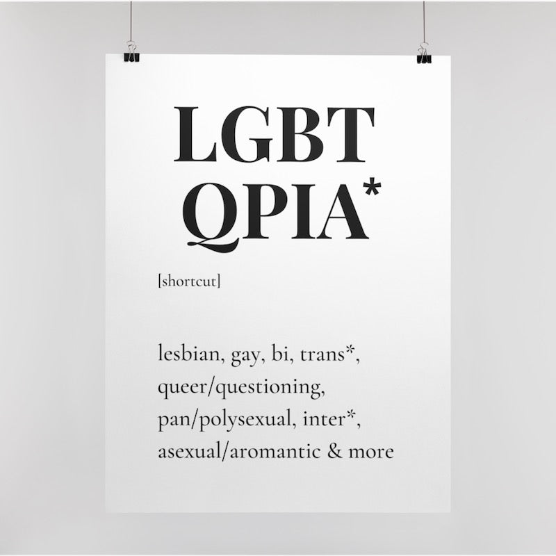 Poster mit der Aufschrift LGBTQPIA* und der Erklärung dazu