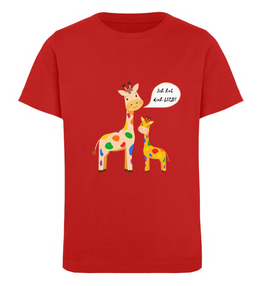 Rotes Kindershirt mit zwei Giraffen